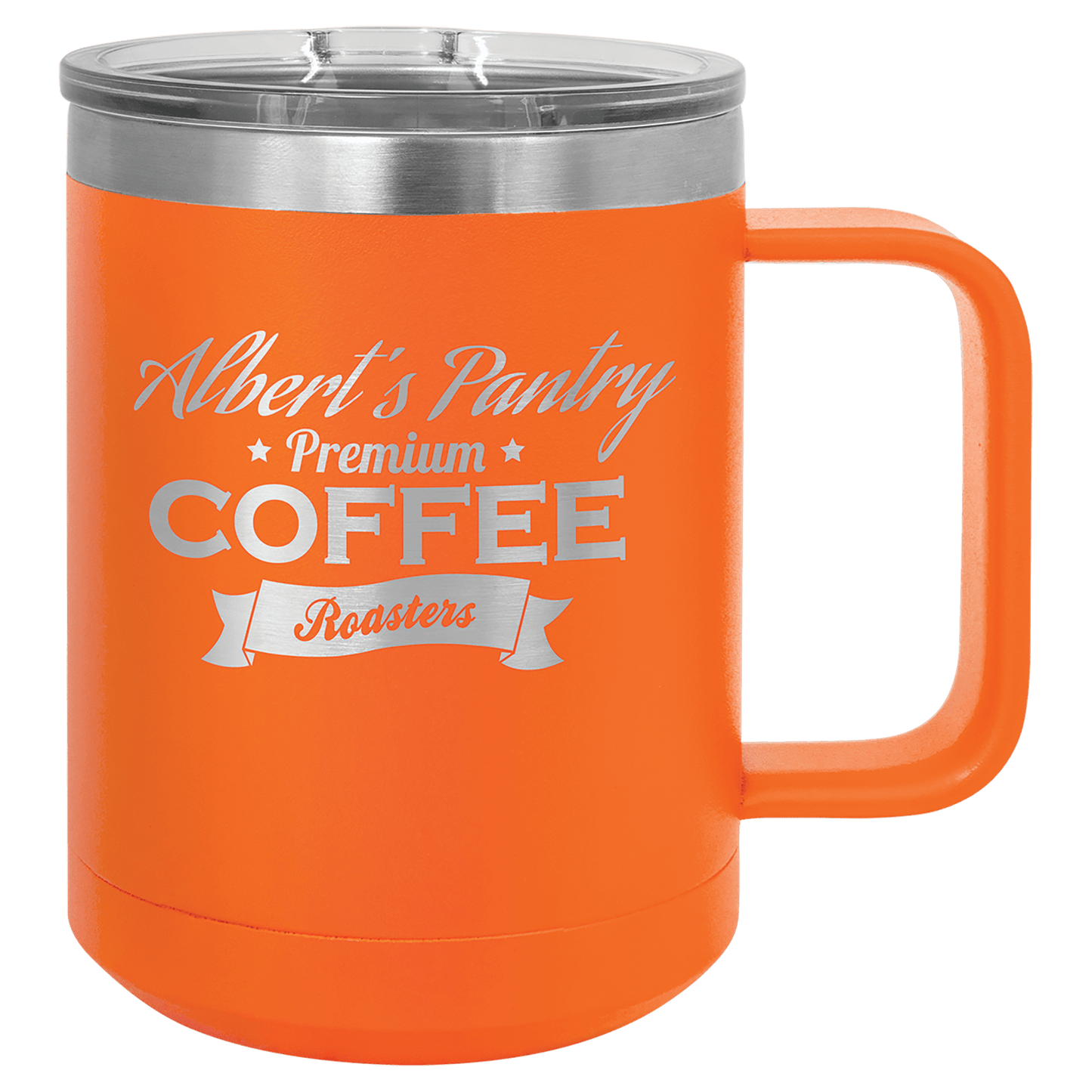 Orange Polar Camel 15 oz. Coffee Mug with Clear Slider Lid