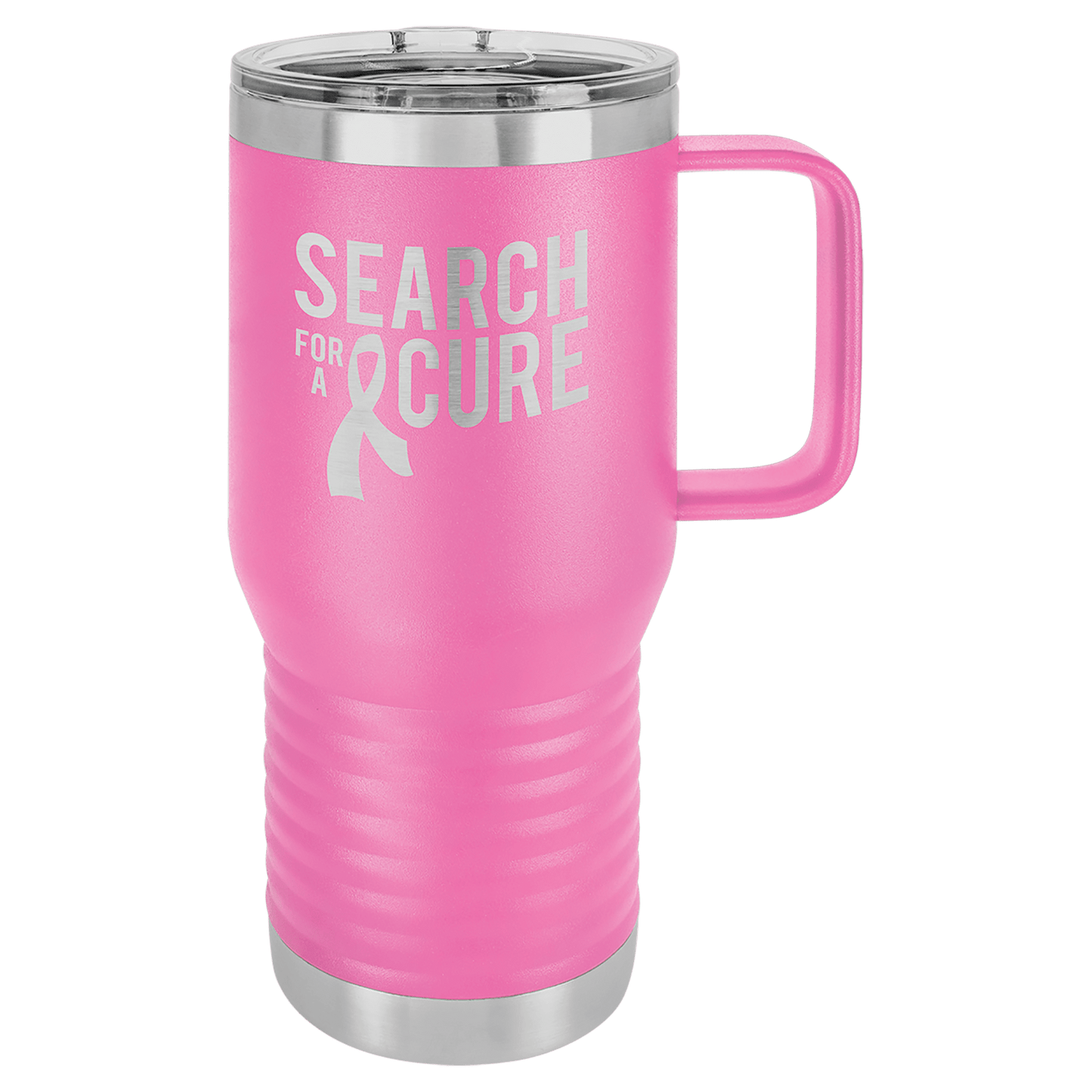 20 oz. Travel Mug with Clear Slider Lid, Stainless Steel Design, Vacuum Insulated