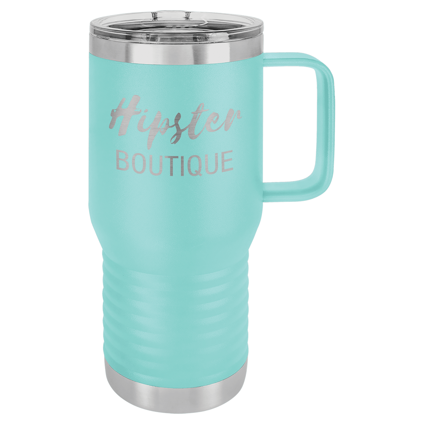 20 oz. Travel Mug with Clear Slider Lid, Stainless Steel Design, Vacuum Insulated