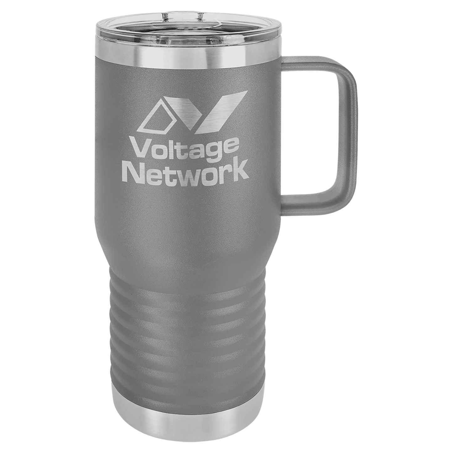 20 oz. Travel Mug with Clear Slider Lid, Stainless Steel Design, Vacuum Insulated