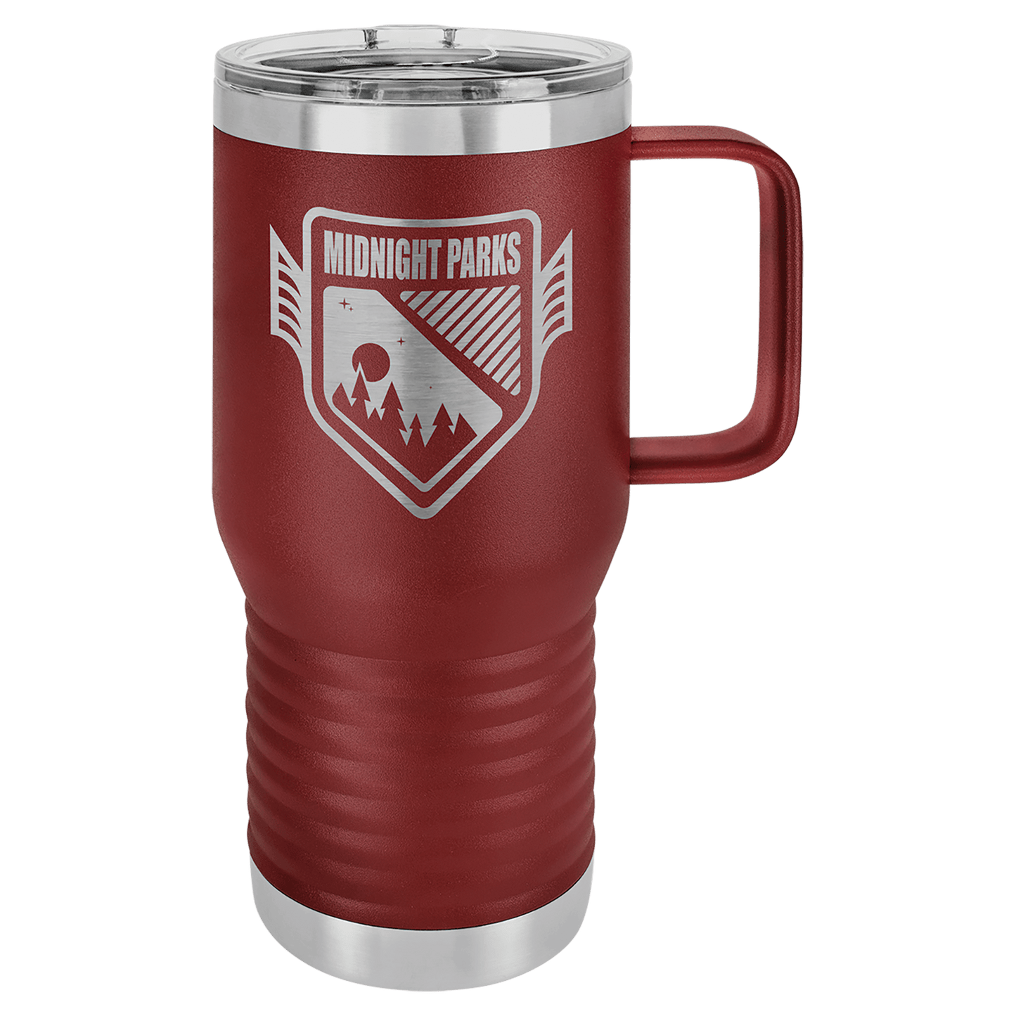 20 oz. Travel Mug with Clear Slider Lid, Stainless Steel Design, Vacuum Insulated