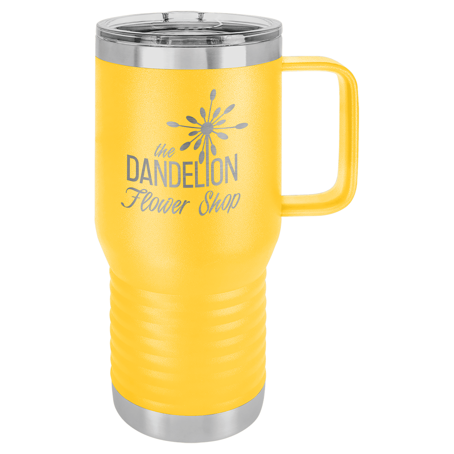20 oz. Travel Mug with Clear Slider Lid, Stainless Steel Design, Vacuum Insulated