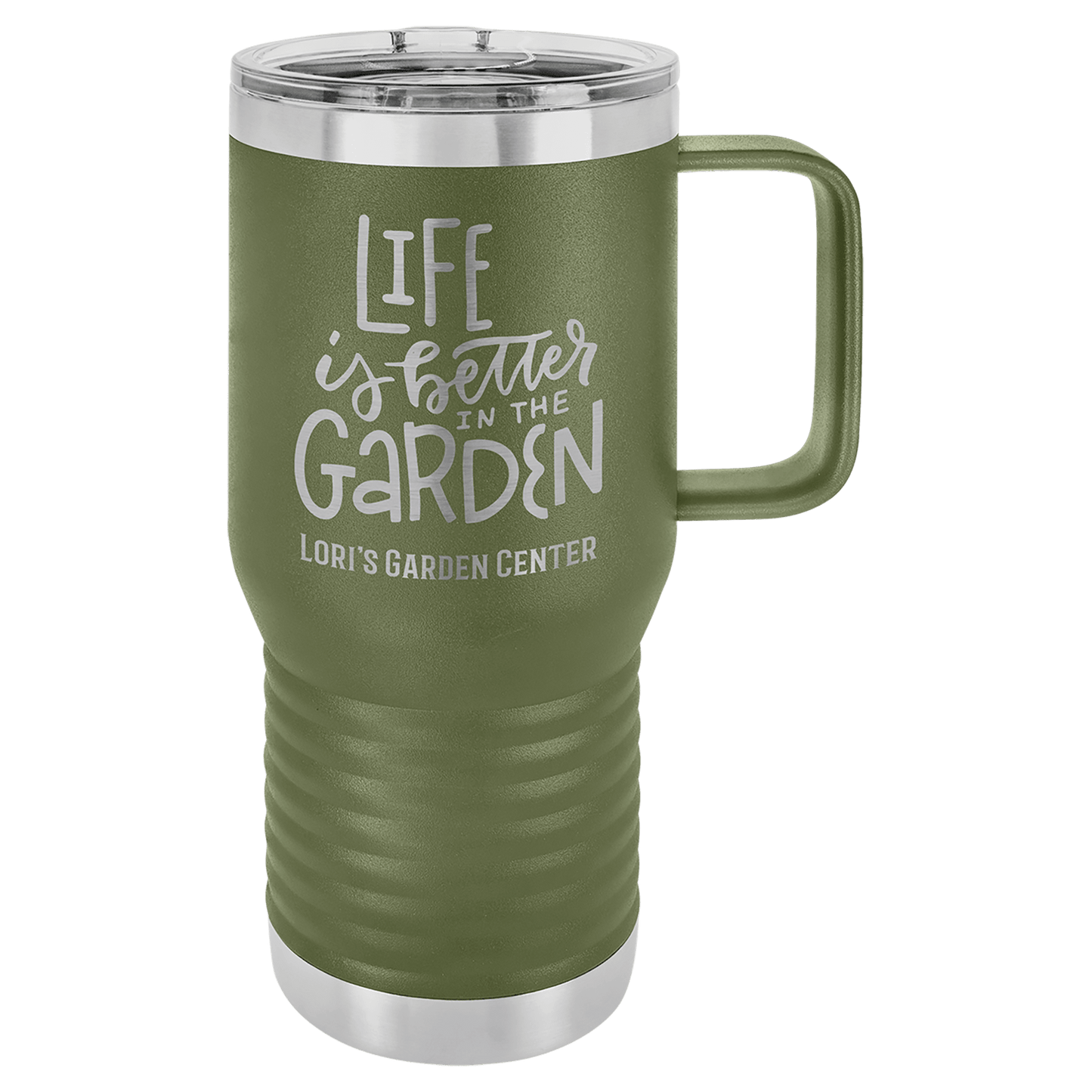 20 oz. Travel Mug with Clear Slider Lid, Stainless Steel Design, Vacuum Insulated