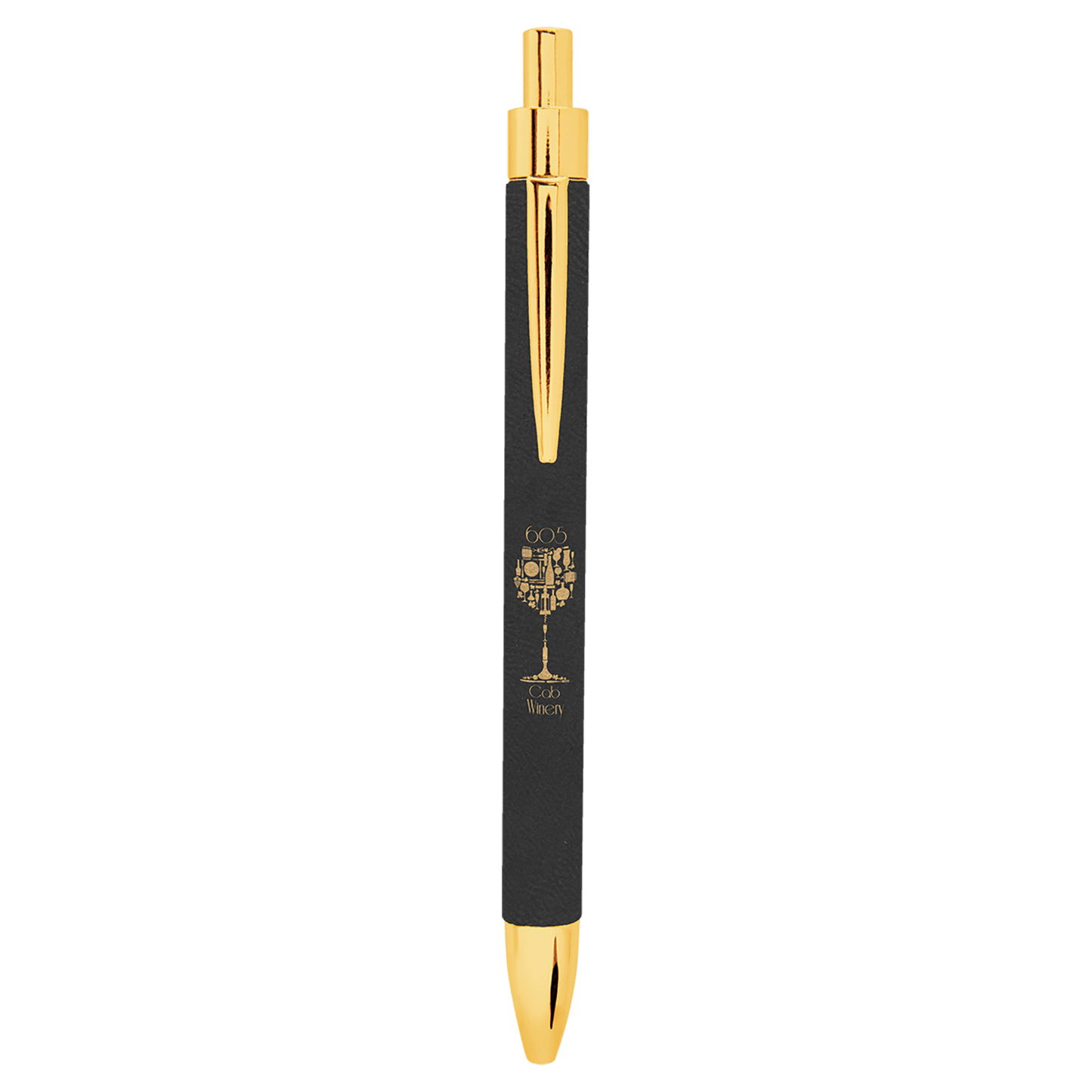 Black/Gold Leatherette Ballpoint Pen
