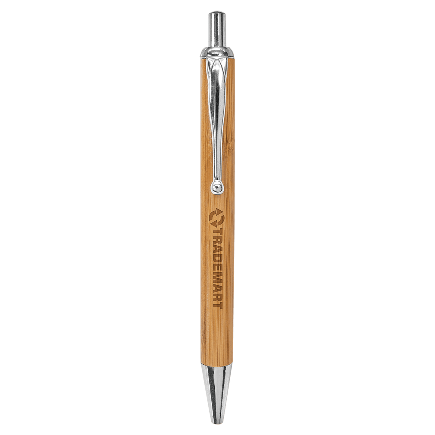 Bamboo Ballpoint Pen with Silver Trim