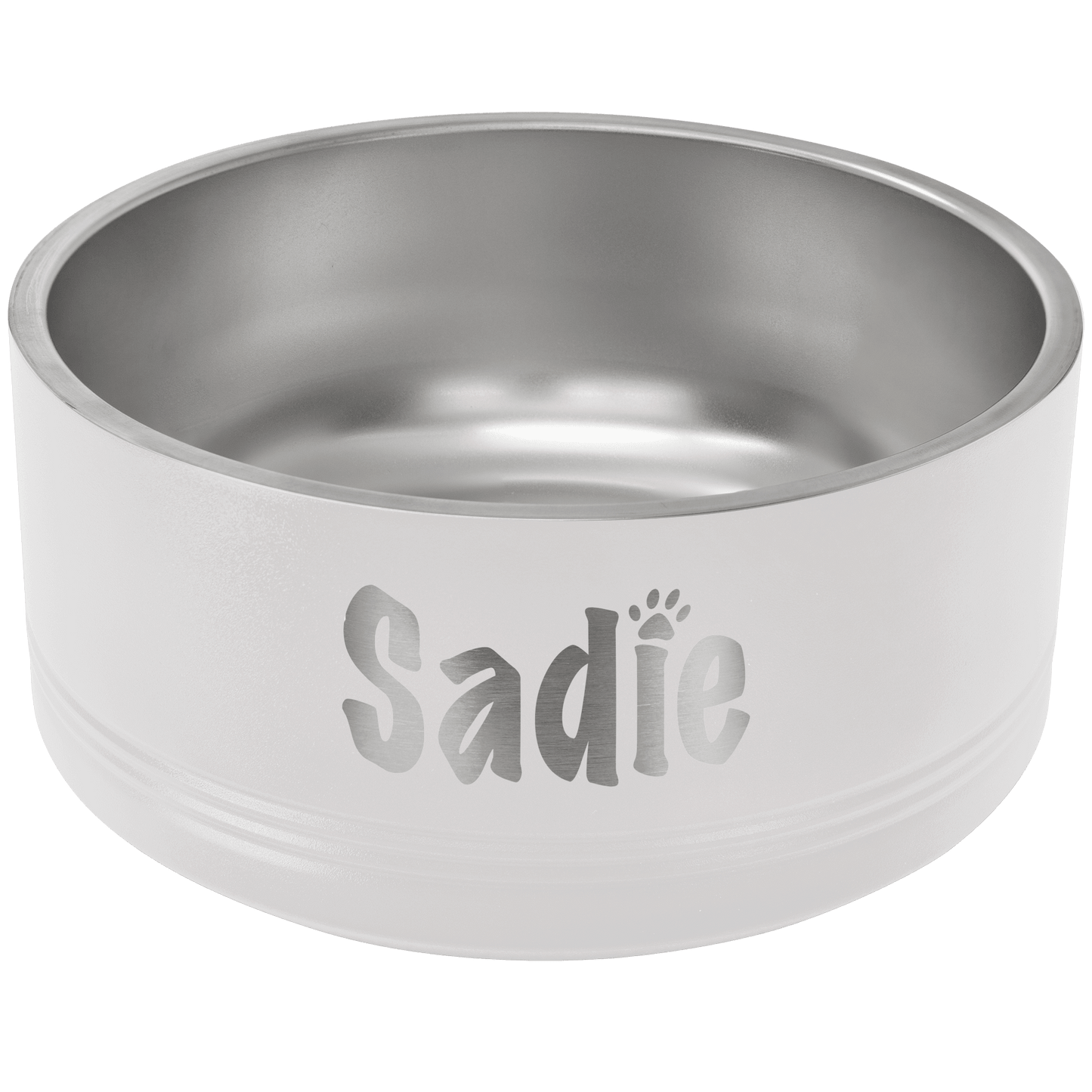 White 64 oz. Polar Camel Powder Coated Stainless Steel Dog Bowl