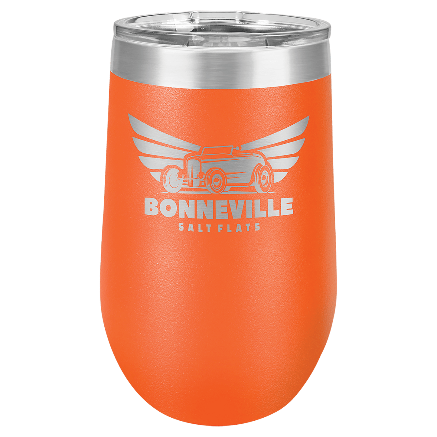 Orange 16 oz. Polar Camel Stemless Tumbler with Clear Lid