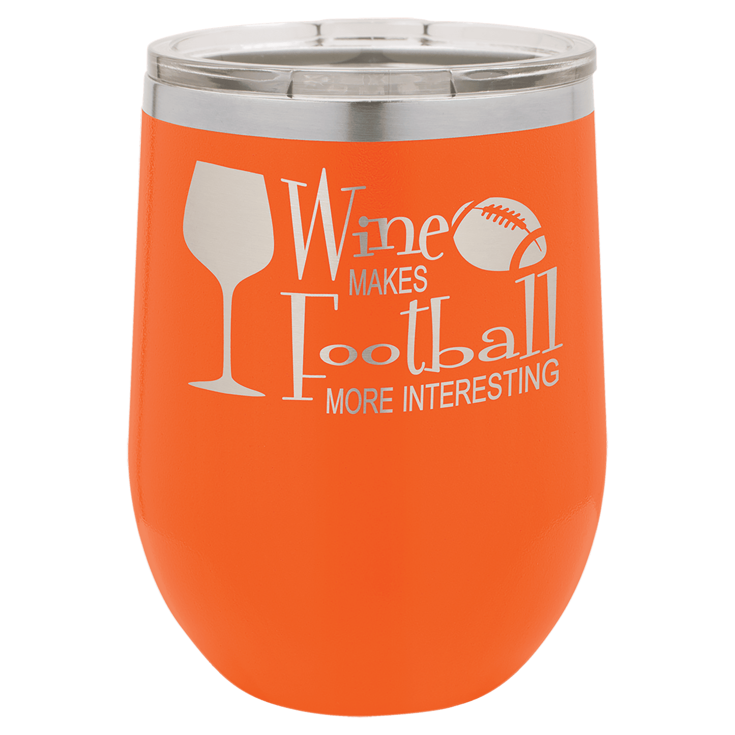 Orange 12 oz. Polar Camel Stemless Tumbler with Clear Lid