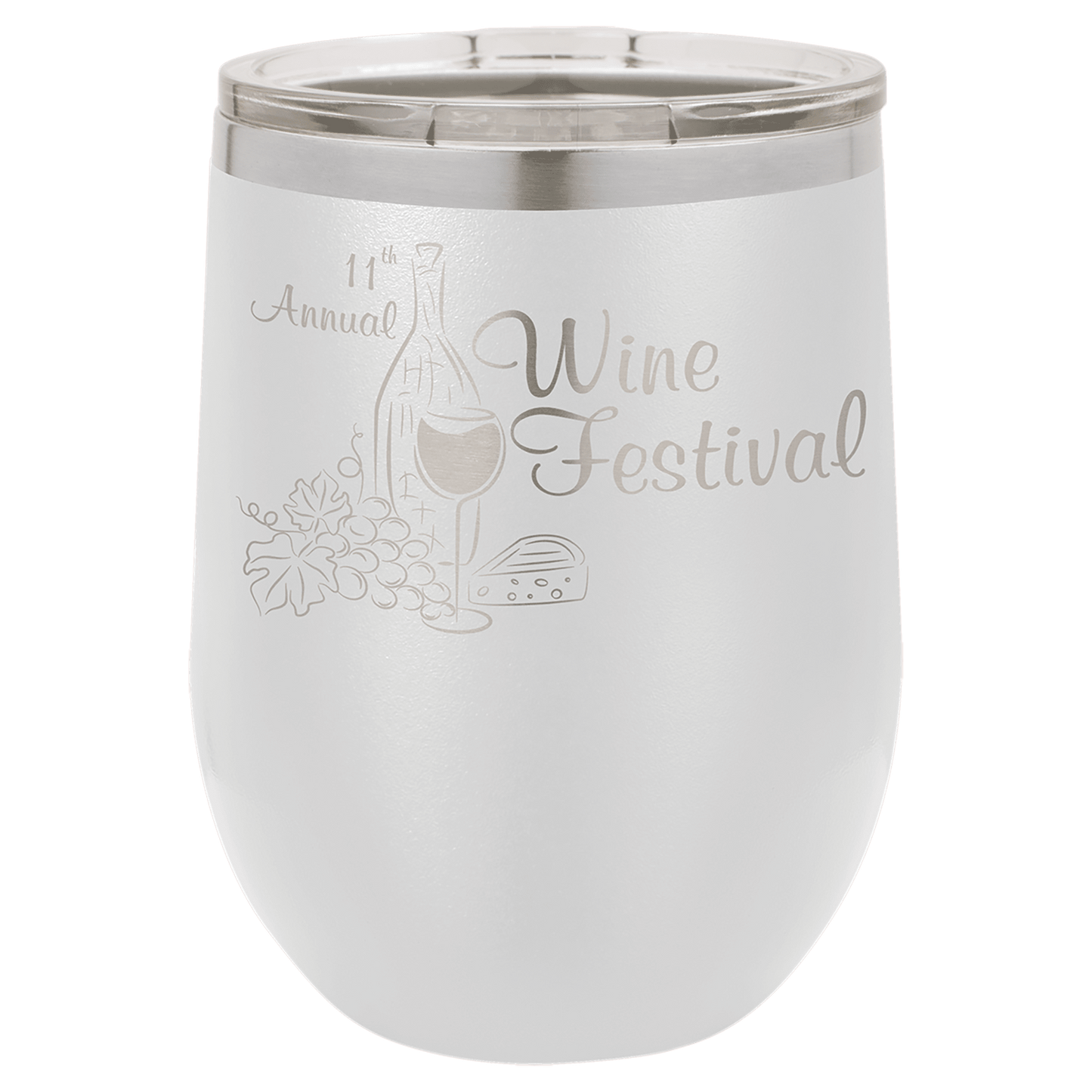White 12 oz. Polar Camel Stemless Tumbler with Clear Lid