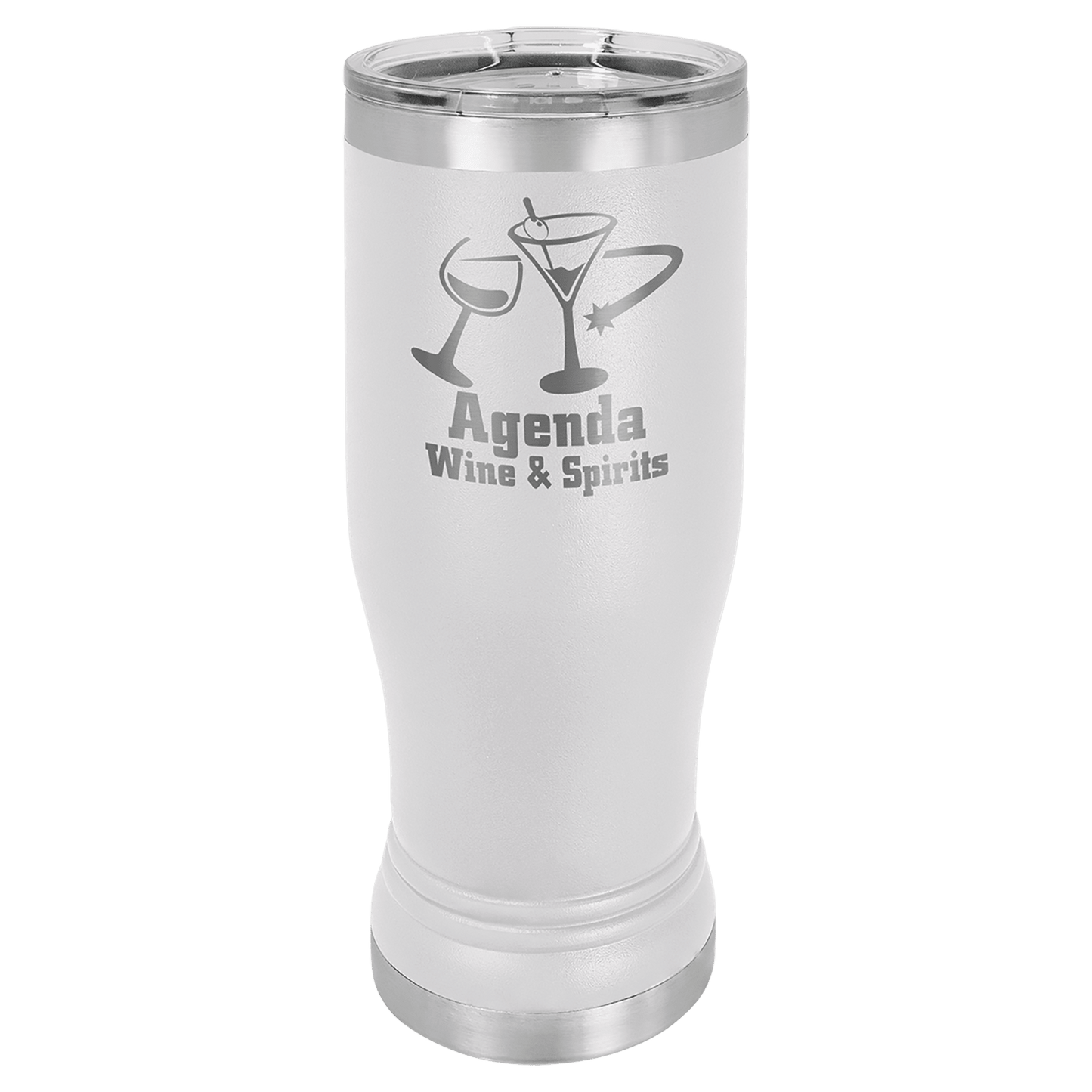 White Polar Camel 14 oz. Pilsner with Clear Lid