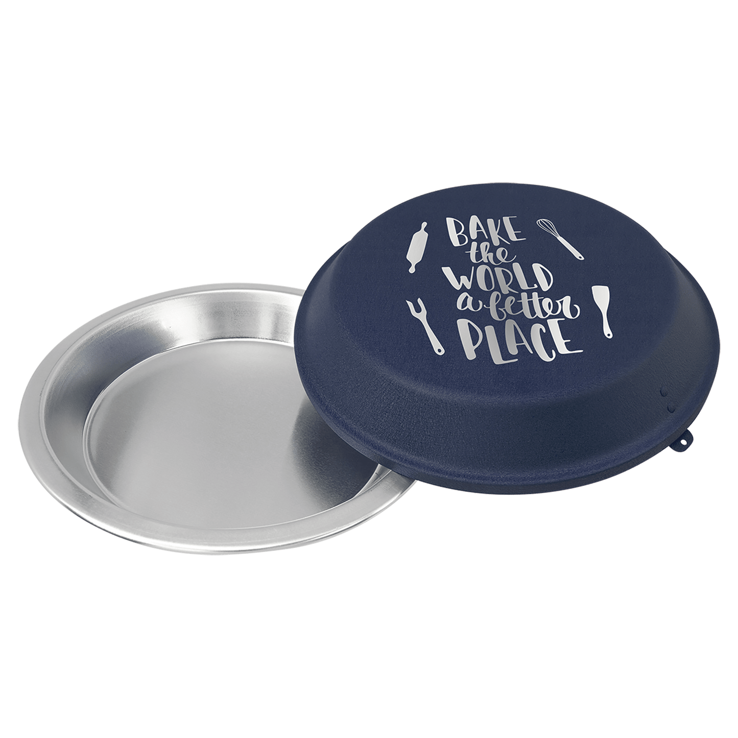 Aluminum Pie Pan with Navy Blue Powder Coated Lid