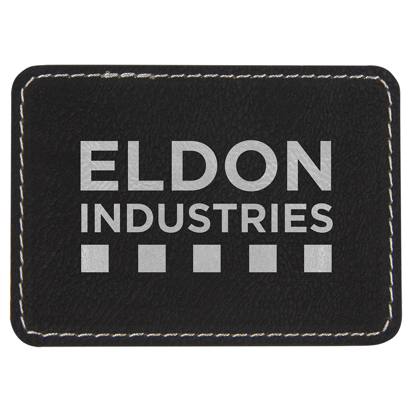 3 1/2" x 2 1/2" Black/Silver Rectangle Leatherette Patch with Adhesive