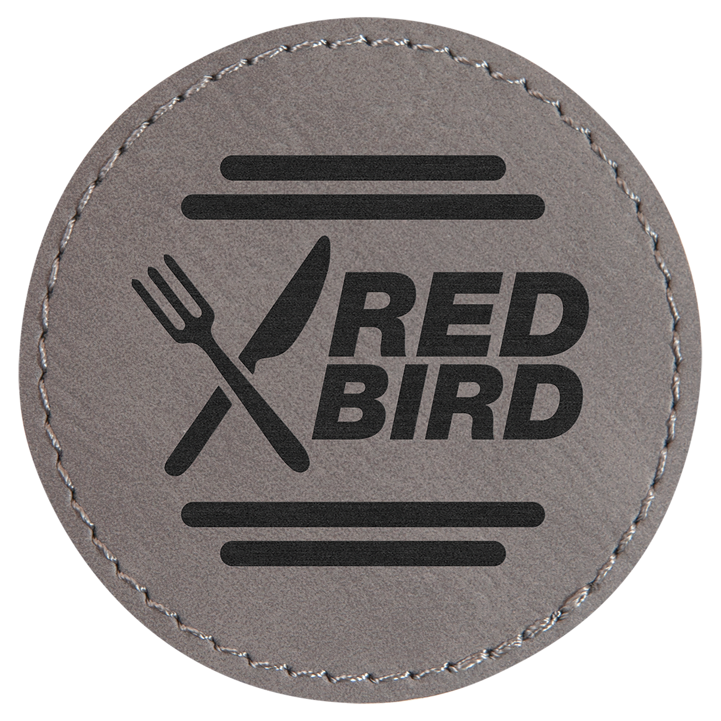 2 1/2" Gray Round Leatherette Patch with Adhesive