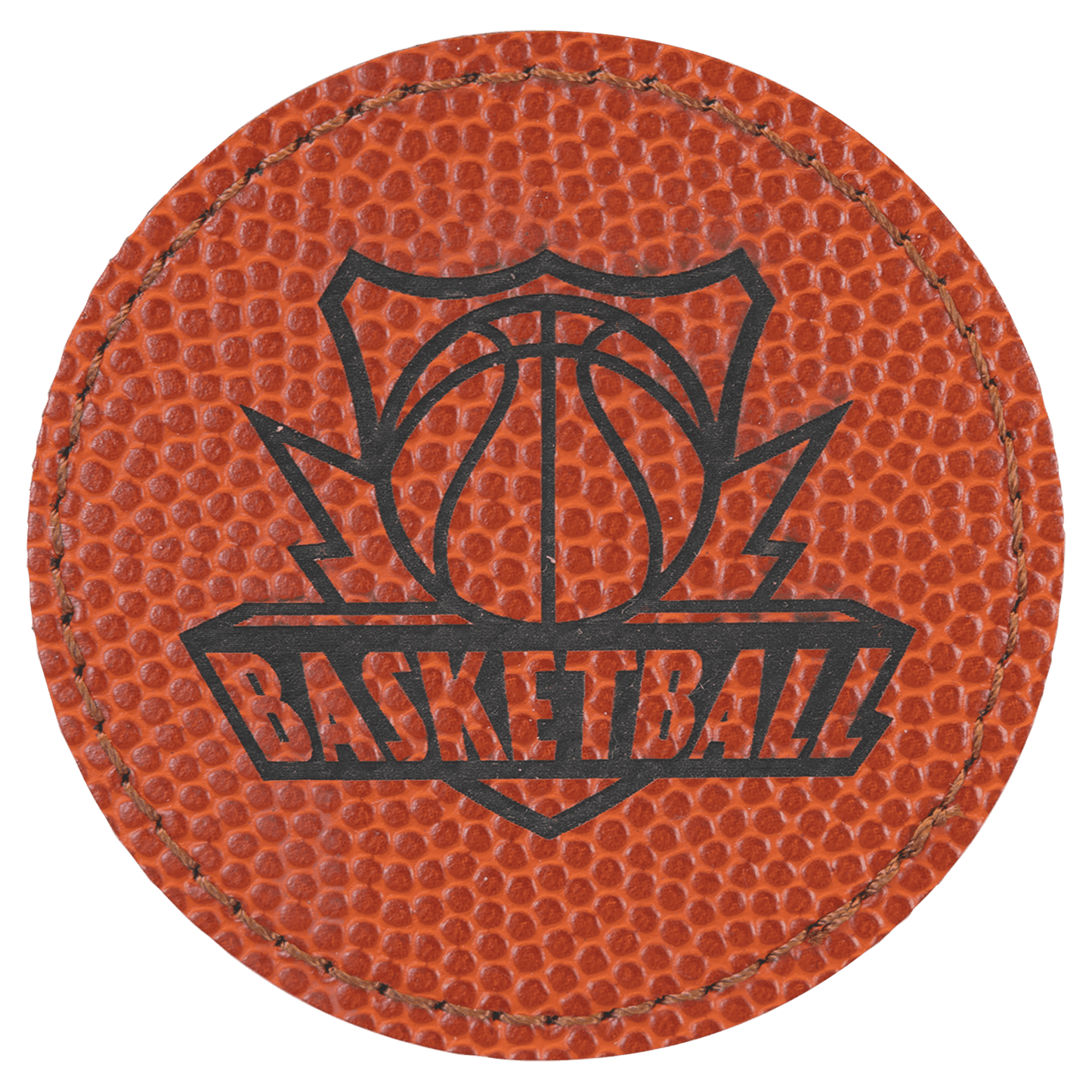 Basketball Leatherette Round Patch