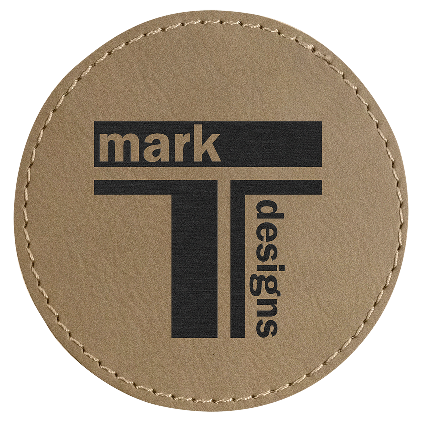 3" Light Brown Round Leatherette Patch with Adhesive