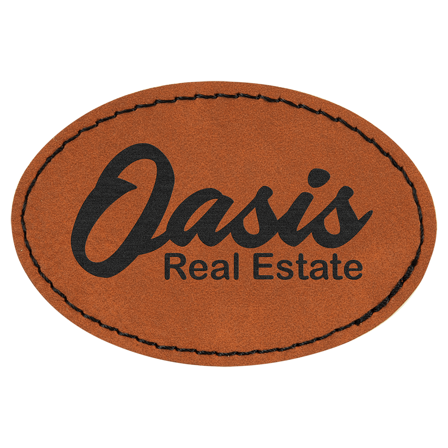 3" x 2" Rawhide Oval Leatherette Patch with Adhesive
