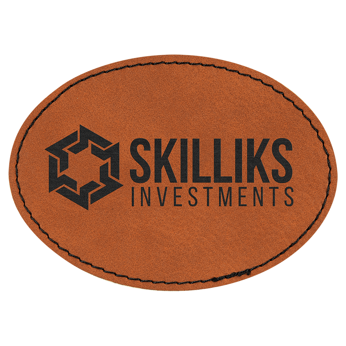 3 1/2" x 2 1/2" Rawhide Oval Leatherette Patch with Adhesive