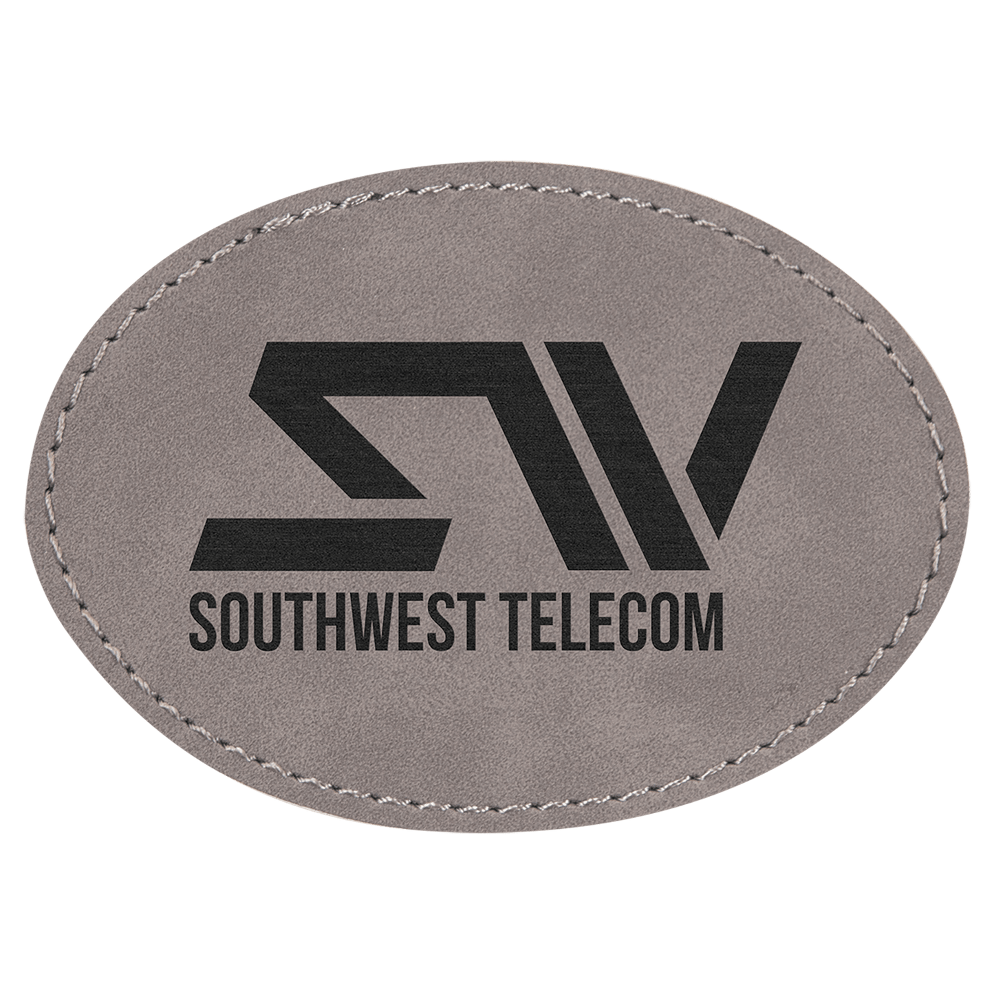 3 1/2" x 2 1/2" Gray Oval Leatherette Patch with Adhesive