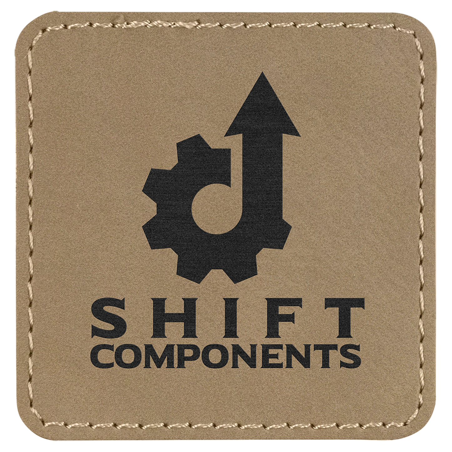 2 1/2" x 2 1/2" Light Brown Square Leatherette Patch with Adhesive