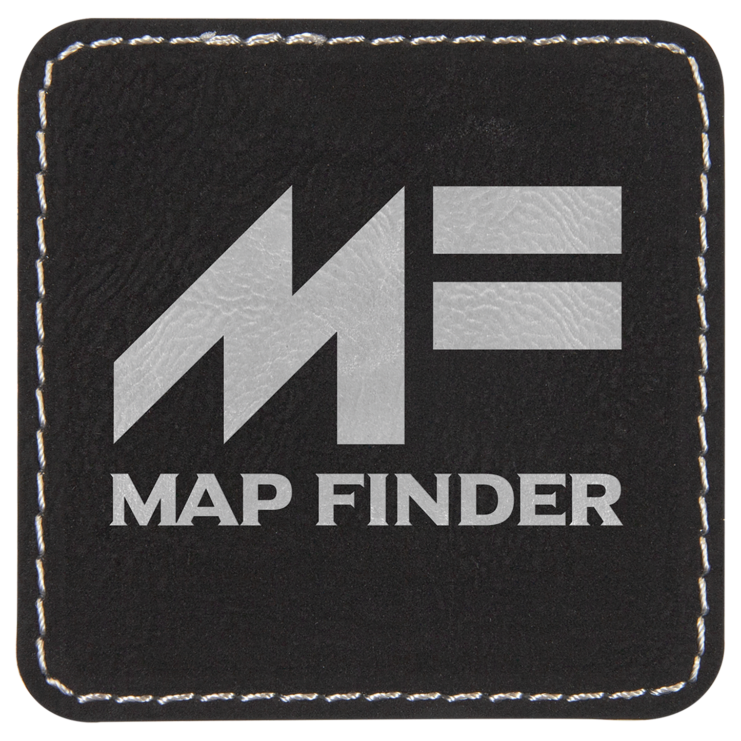 2 1/2" x 2 1/2" Black/Silver Square Leatherette Patch with Adhesive