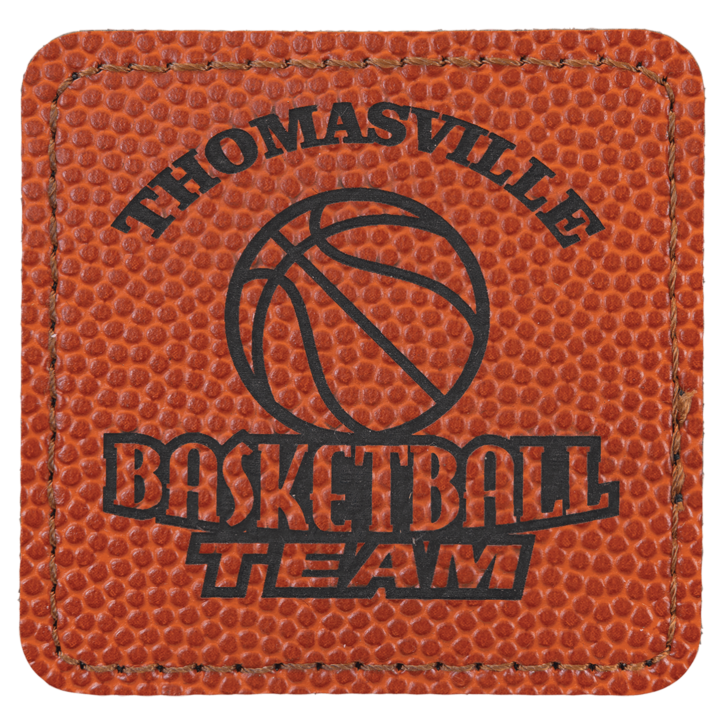 Basketball Square Leatherette Patch with Adhesive