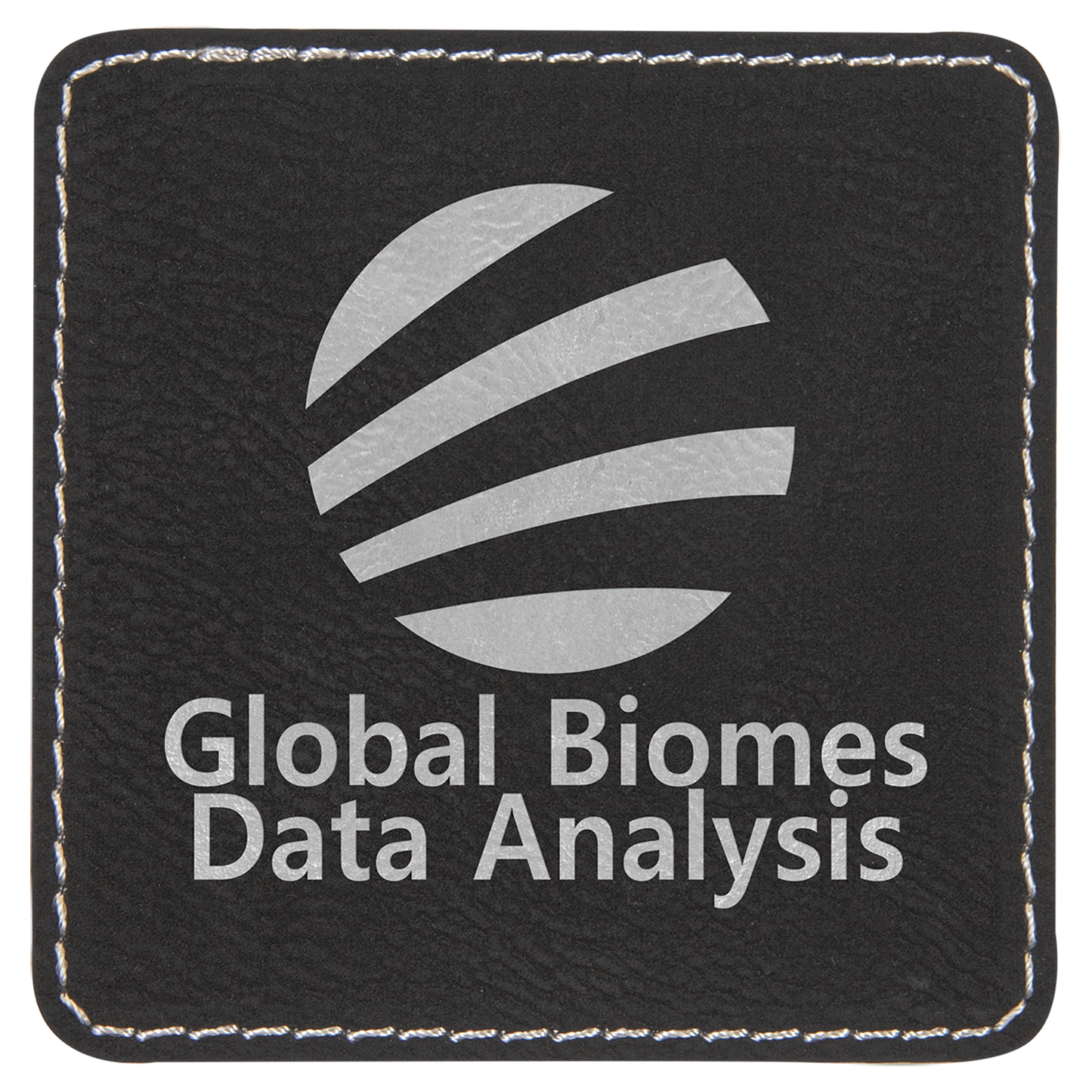 3" x 3" Black/Silver Square Leatherette Patch with Adhesive