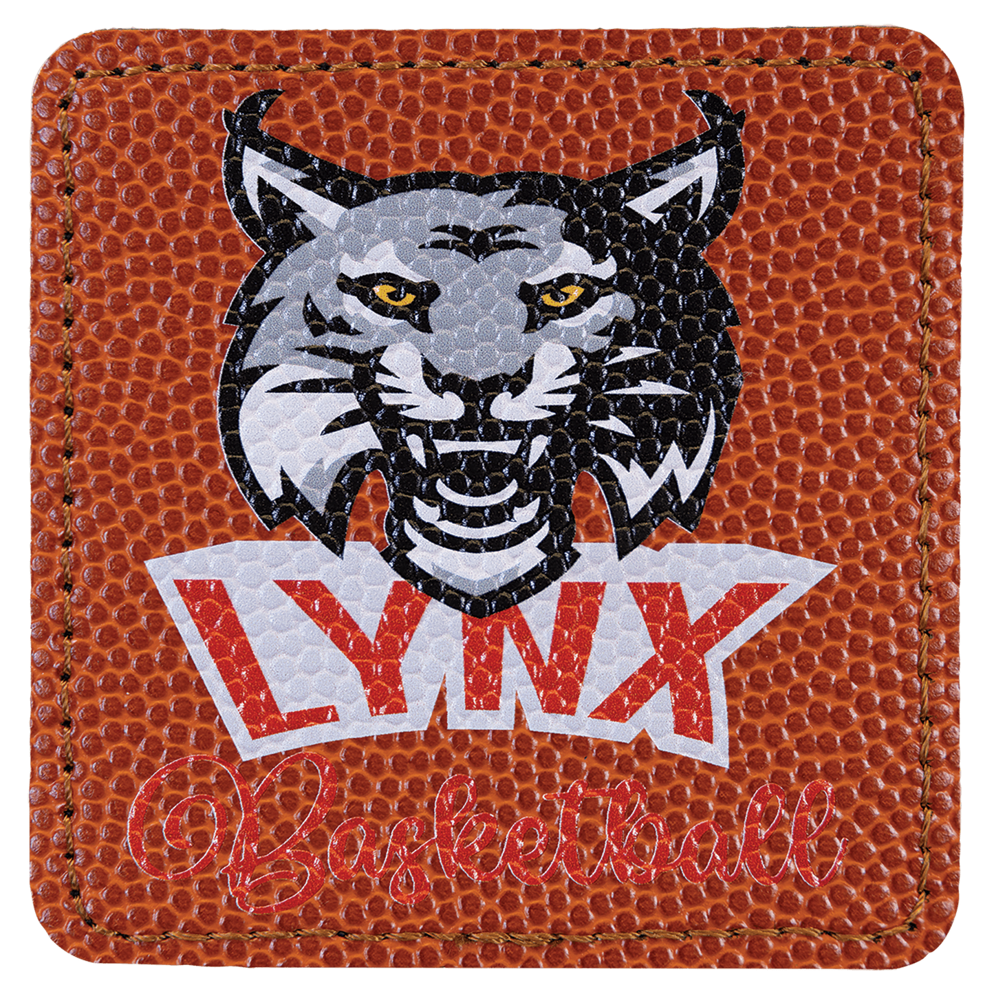 Basketball Square Leatherette Patch with Adhesive