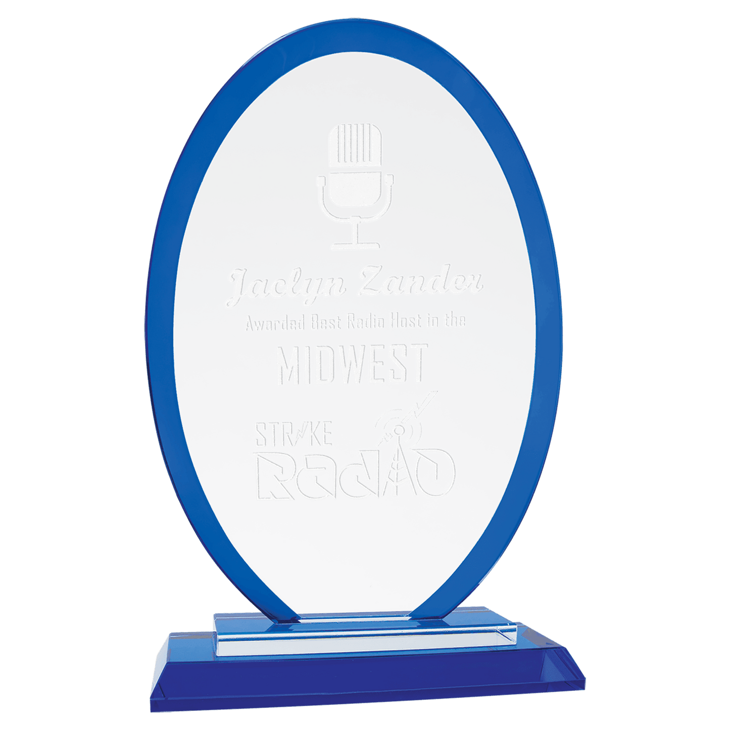 9" Oval Blue Regal Glass