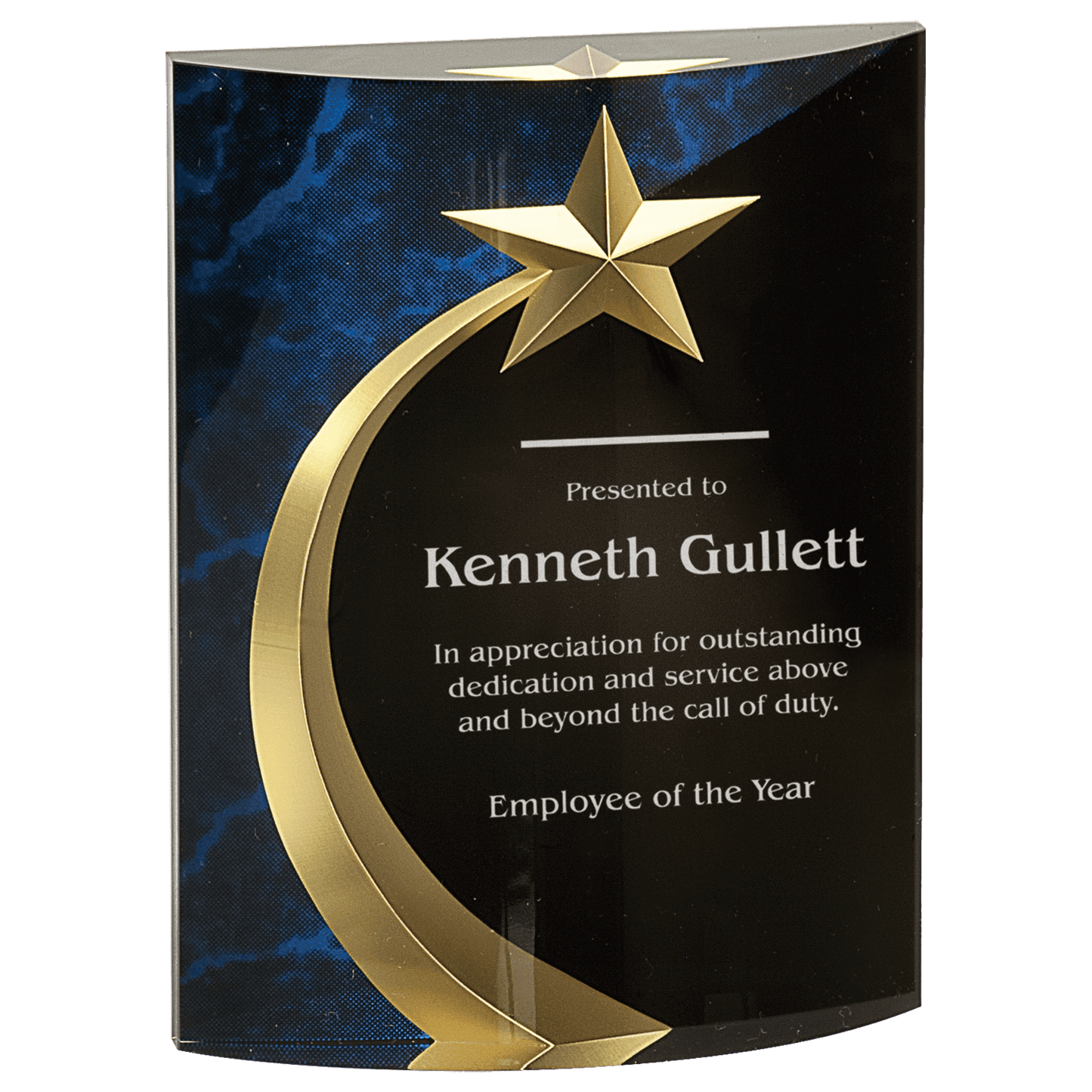 4 1/2" x 6" Blue Marble Rounded Shooting Star Acrylic