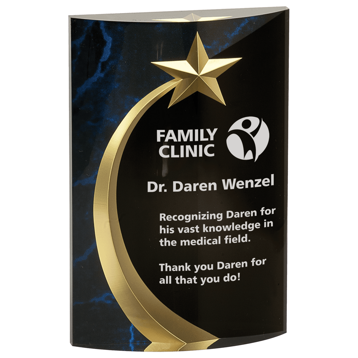 4 1/2" x 6 3/4" Blue Marble Rounded Shooting Star Acrylic