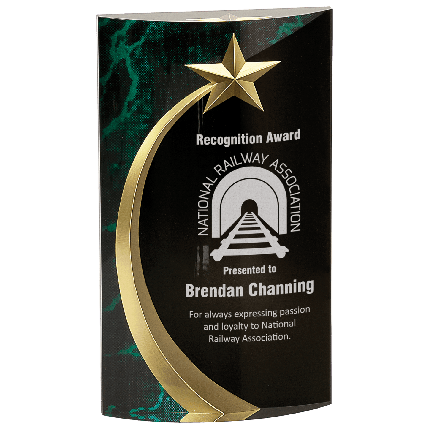 4 1/2" x 6 3/4" Green Marble Rounded Shooting Star Acrylic