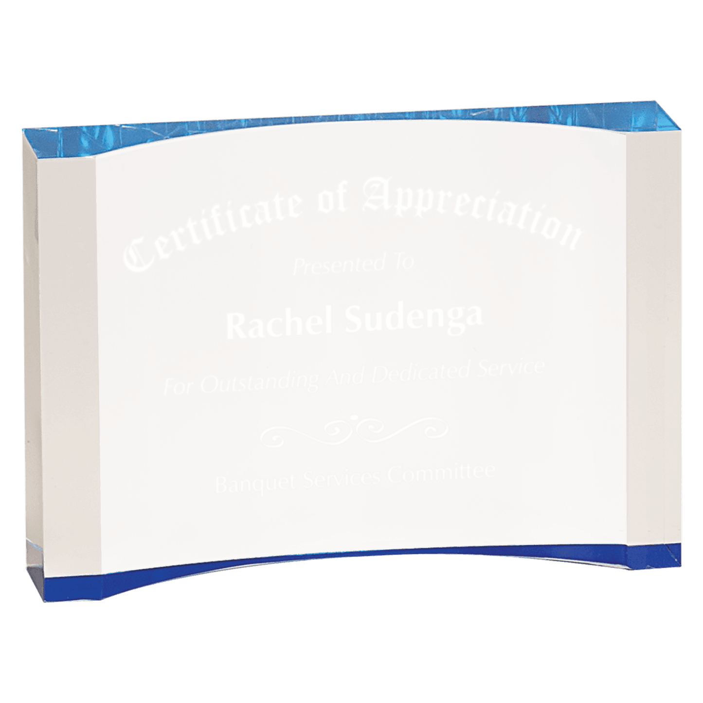 7" x 4 1/2" Blue Acrylic Crescent