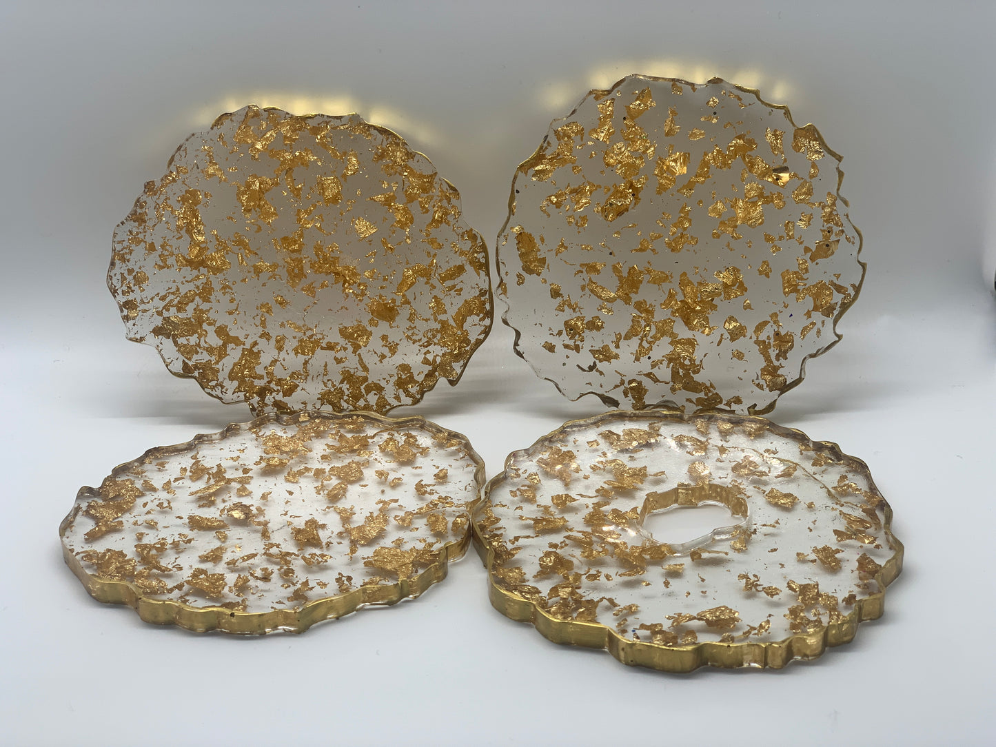 Clear Resin Coaster With Foil Flakes (Set of 4)