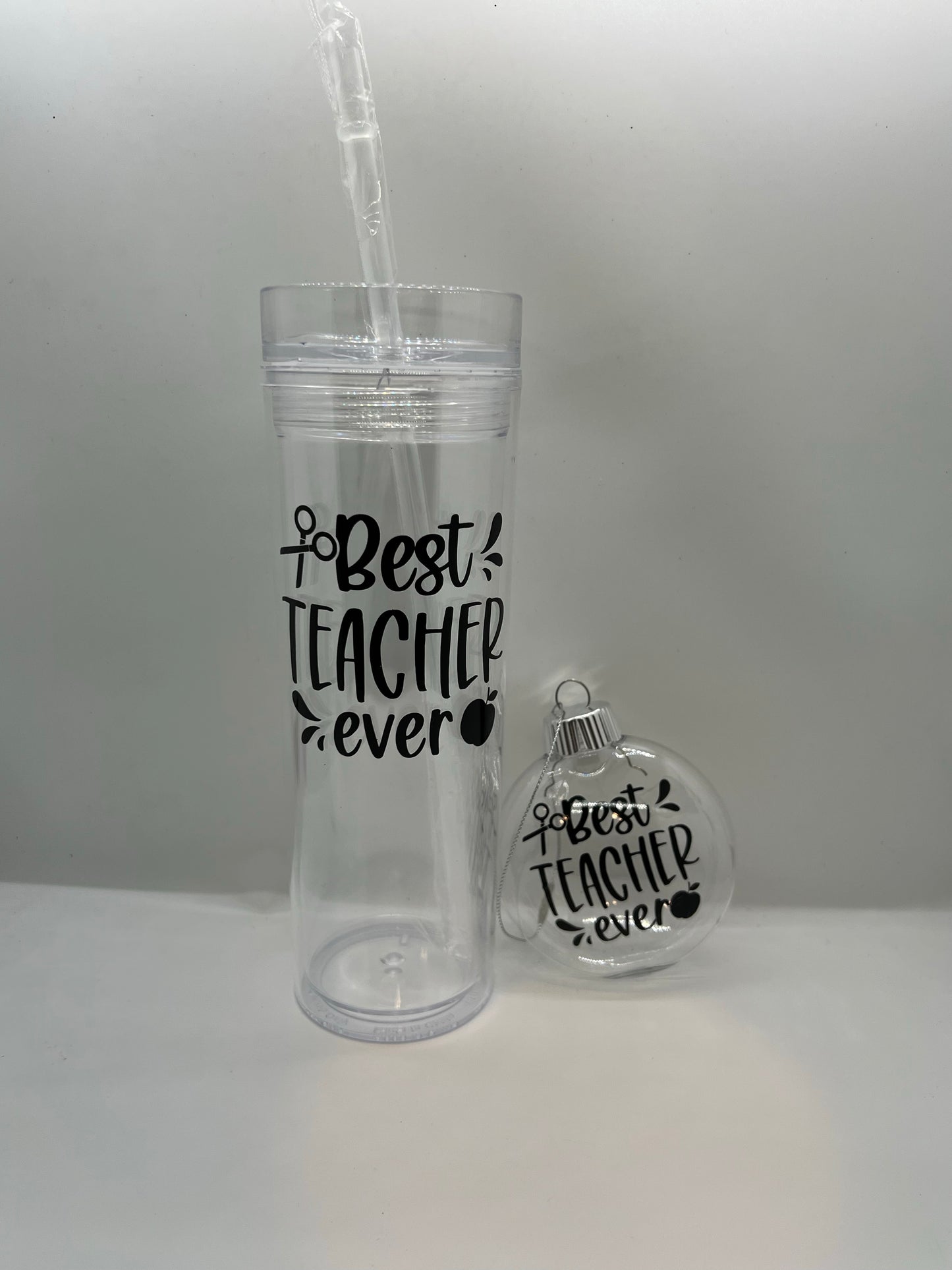Best teacher ever tumbler and ornament