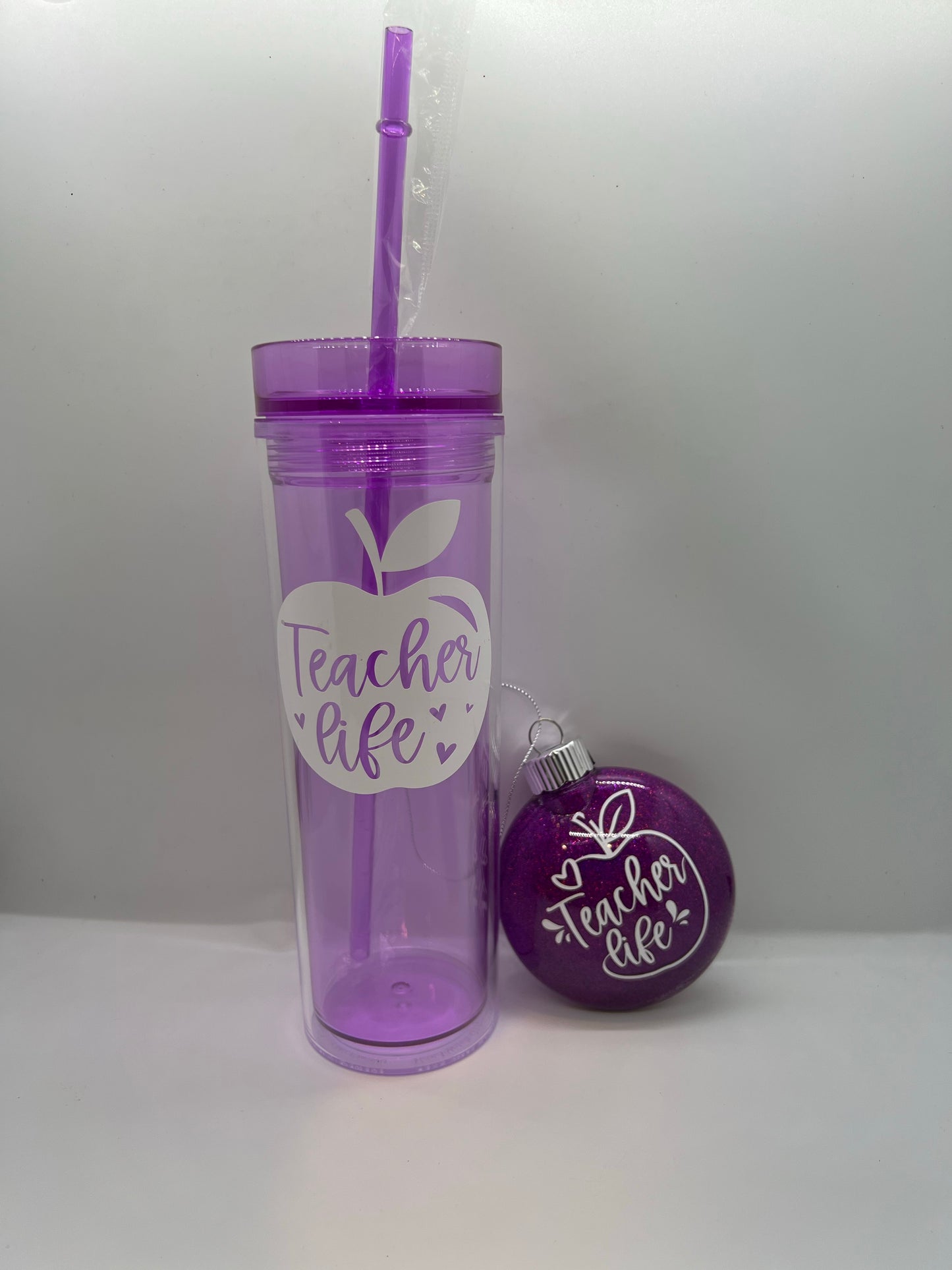 Teacher life tumbler and ornament