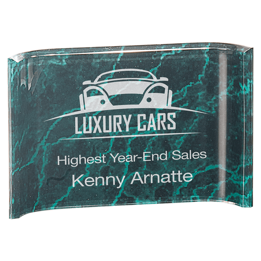 6" x 4" Green Marble Acrylic Crescent