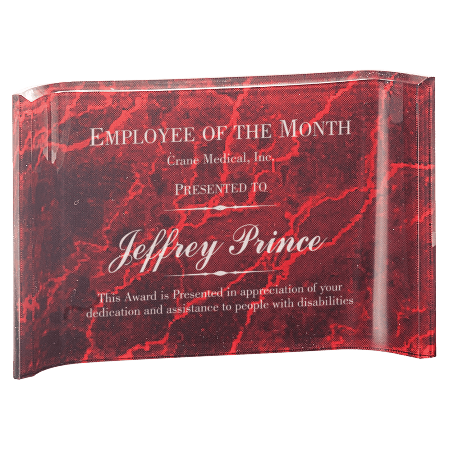 6" x 4" Red Marble Acrylic Crescent