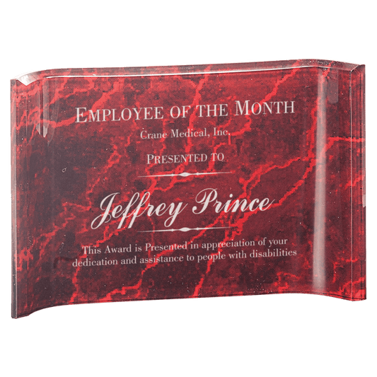 6" x 4" Red Marble Acrylic Crescent