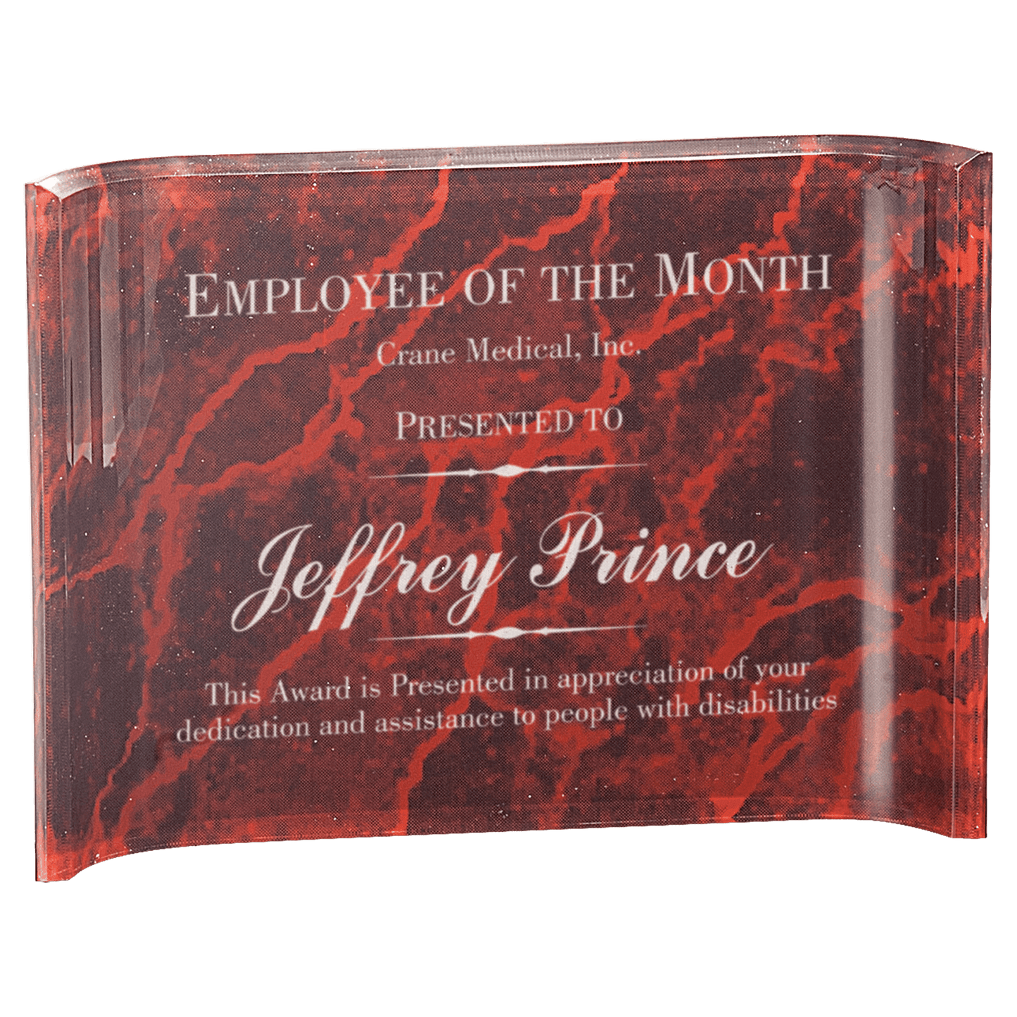 7" x 5" Red Marble Acrylic Crescent