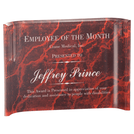 7" x 5" Red Marble Acrylic Crescent