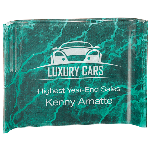 8" x 6" Green Marble Acrylic Crescent