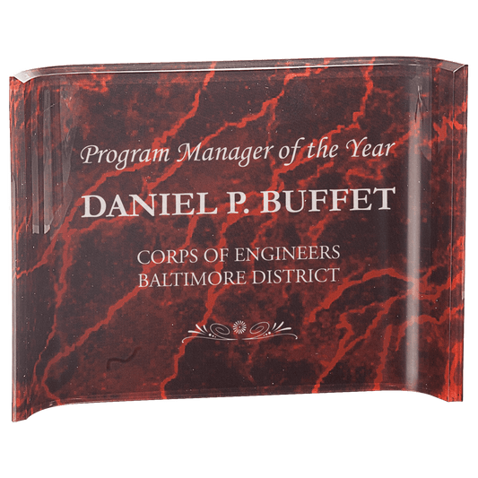 8" x 6" Red Marble Acrylic Crescent