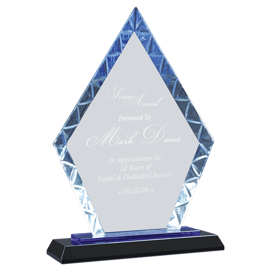 9" Diamond Accent Glass on Blue & Black Base