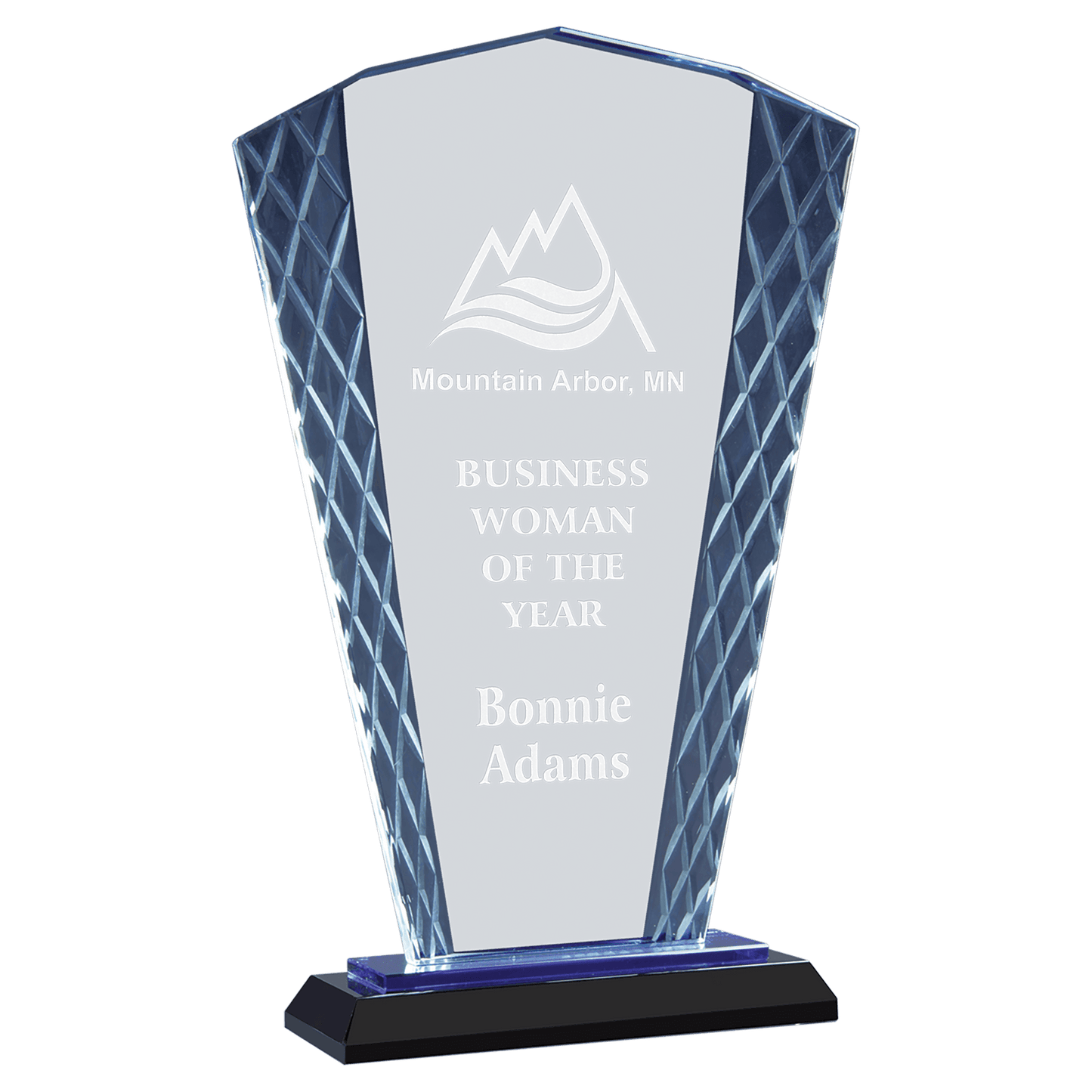 9 1/2" Fan Accent Glass on Blue & Black Base