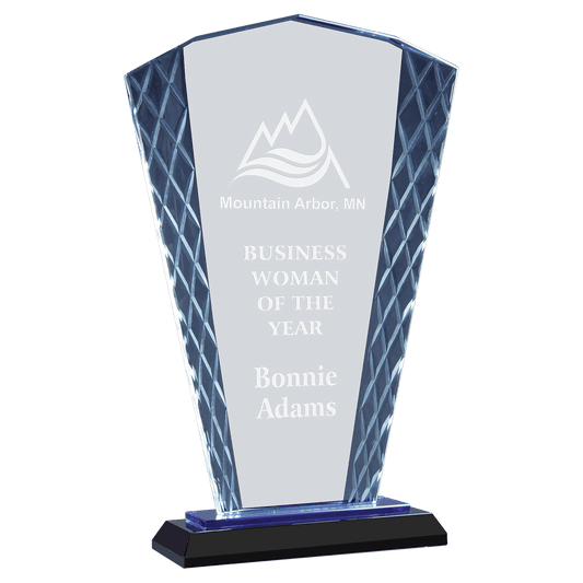 9 1/2" Fan Accent Glass on Blue & Black Base