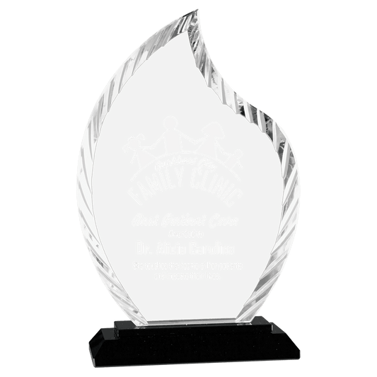 8" Flame Accent Glass on Black Base