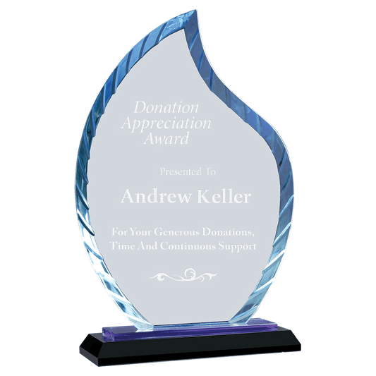 9 1/2" Flame Accent Glass on Blue & Black Base