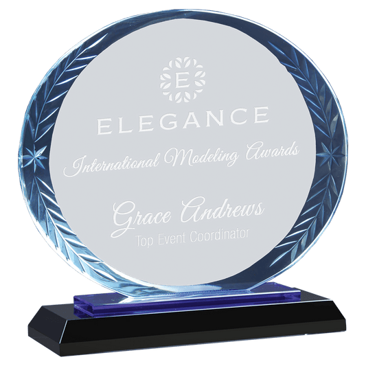 7" Oval Accent Glass on Blue & Black Base