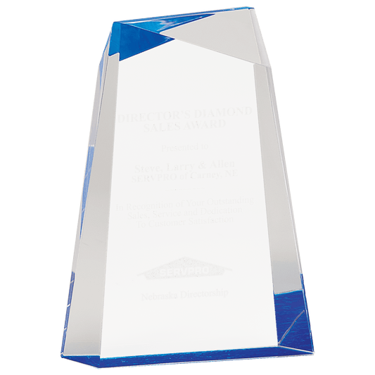 7" Blue Facet Wedge Acrylic