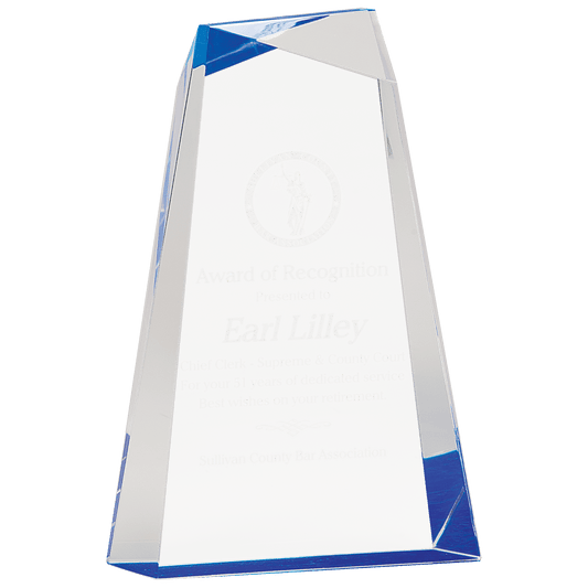 9" Blue Facet Wedge Acrylic